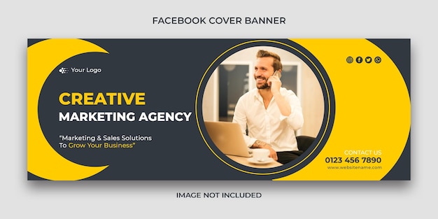 Креативное маркетинговое агентство обложка facebook и шаблон веб-баннера