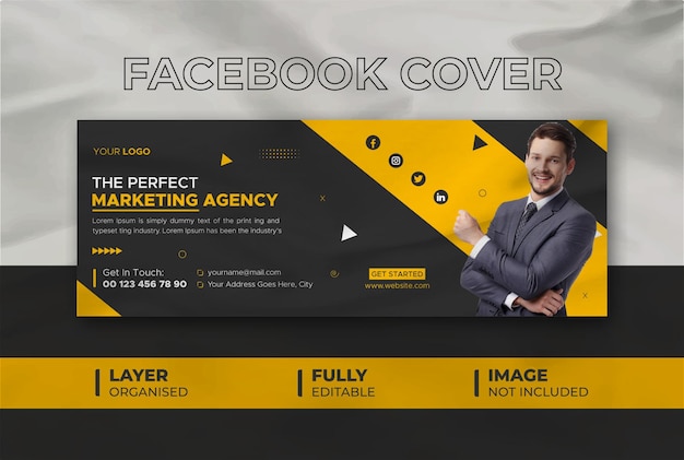 PSD modello di progettazione della copertina di facebook dell'agenzia di marketing creativo