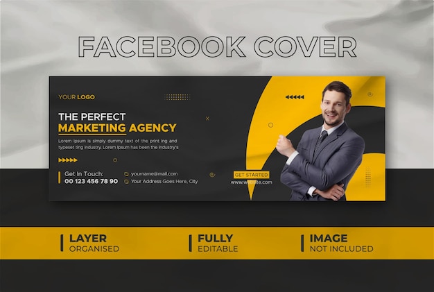 Шаблон дизайна обложки креативного маркетингового агентства facebook
