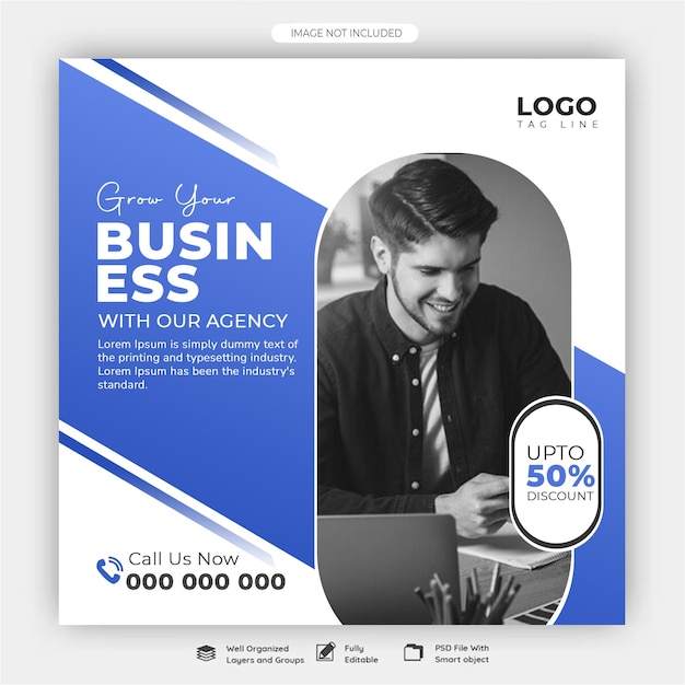 PSD creative marketing agency social media post template