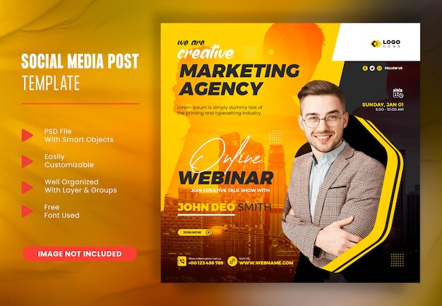 Creative marketing agency social media web banner and instagram post template