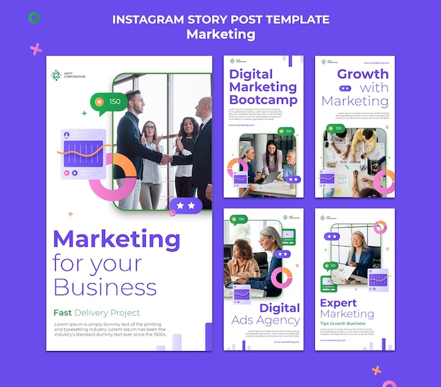 PSD storie di instagram di concetto di marketing creativo