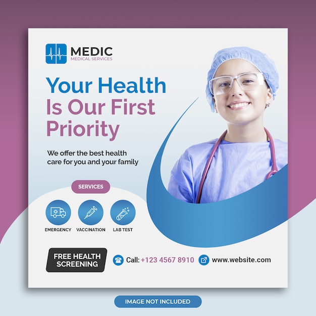 PSD creative medical square banner template