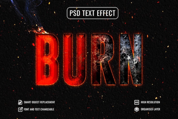 PSD creative metallic fire text effect