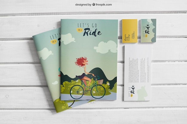 PSD creative mock up of books and cards