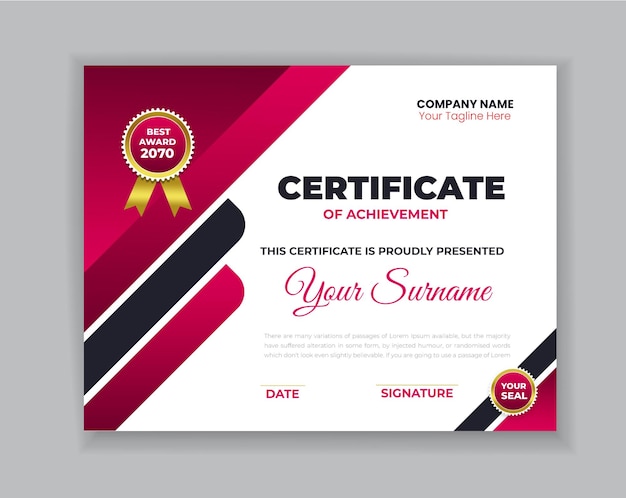 PSD creative modern certificate design