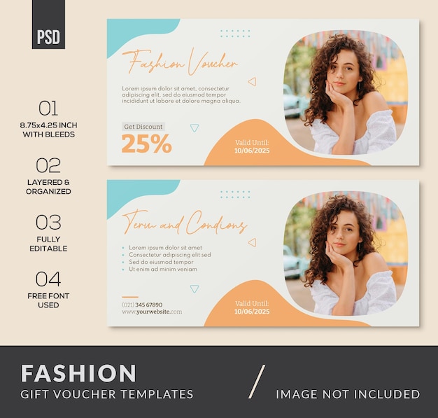 PSD creative modern fashion gift voucher templates