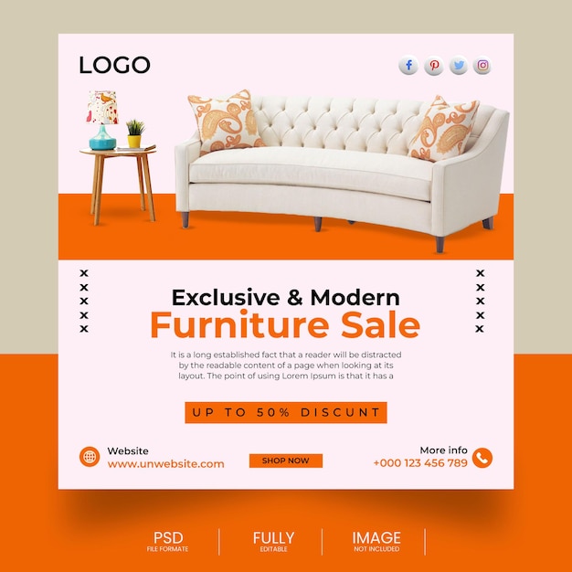 creative modern furniture sale instagram post design