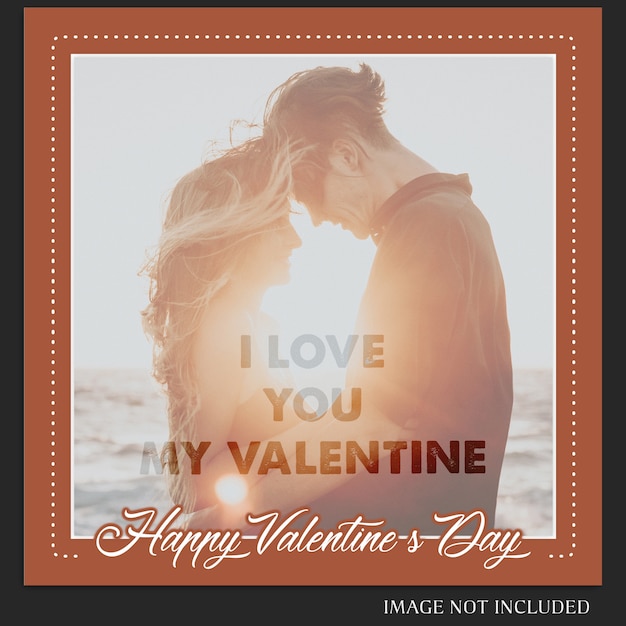 PSD creative modern romantic valentine day instagram post template and photo mockup