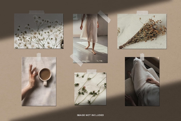 PSD mockup di moodboard creativo e collage di foto