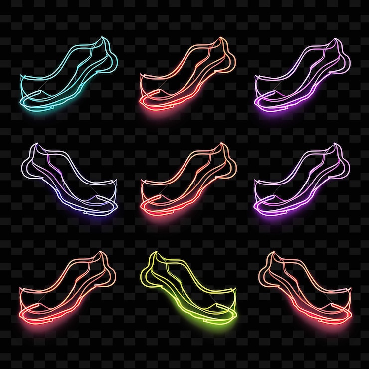 PSD creative neon line modern design elements for vibrant and captivating artworks y2k shapes