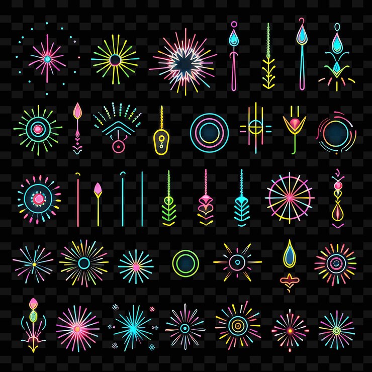 PSD creative neon line modern design elements for vibrant and captivating artworks y2k shapes