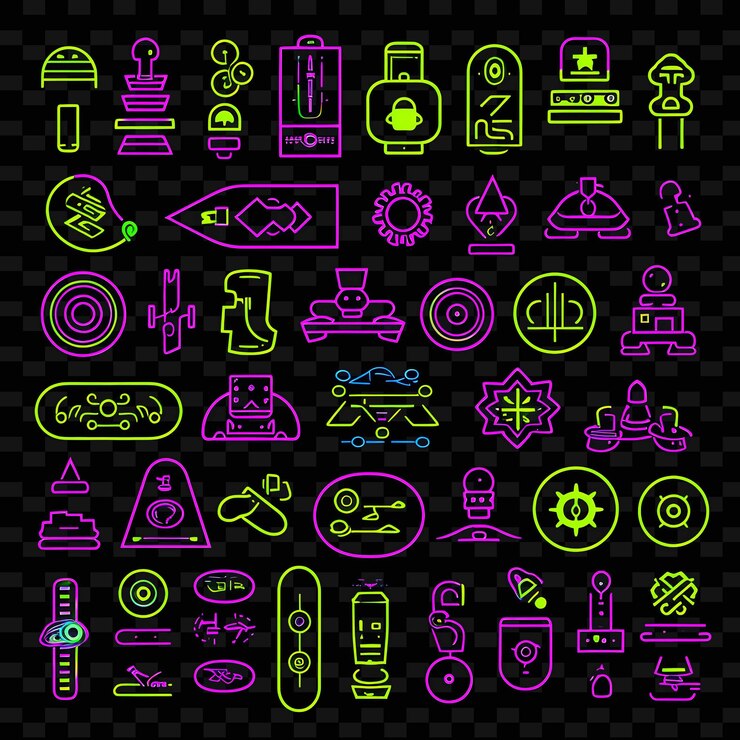 PSD creative neon line modern design elements for vibrant and captivating artworks y2k shapes