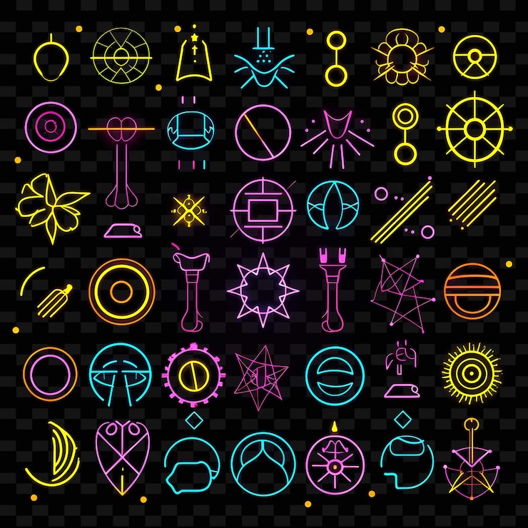 PSD creative neon line modern design elements for vibrant and captivating artworks y2k shapes