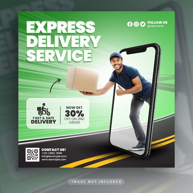 Creative online product  delivery service social media and Instagram banner post design template