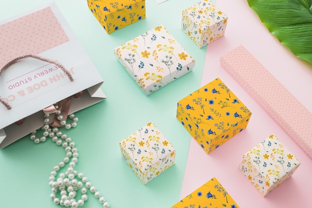 creative packaging mockup with jewelry concept