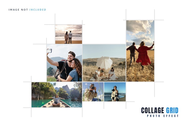 PSD creative photo collage mockup set i historie na instagramie