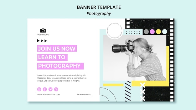 PSD creative photography banner template with photo