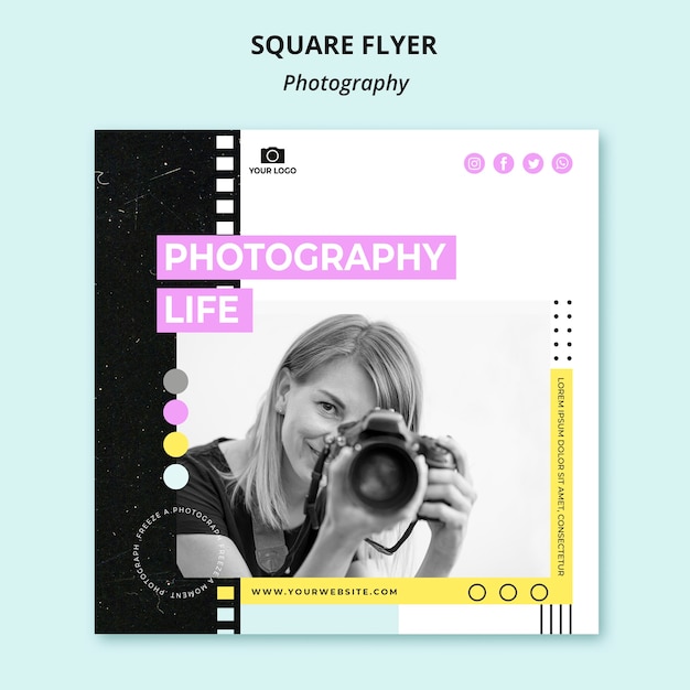 Creative photography square flyer template