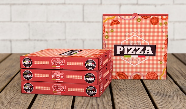 PSD mockup di scatole di pizza creativa