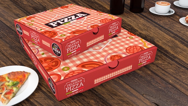 PSD mockup di scatole di pizza creativa