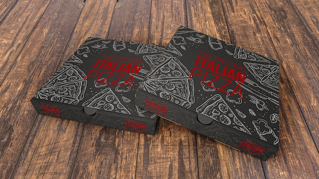 Creative pizza boxes mockup