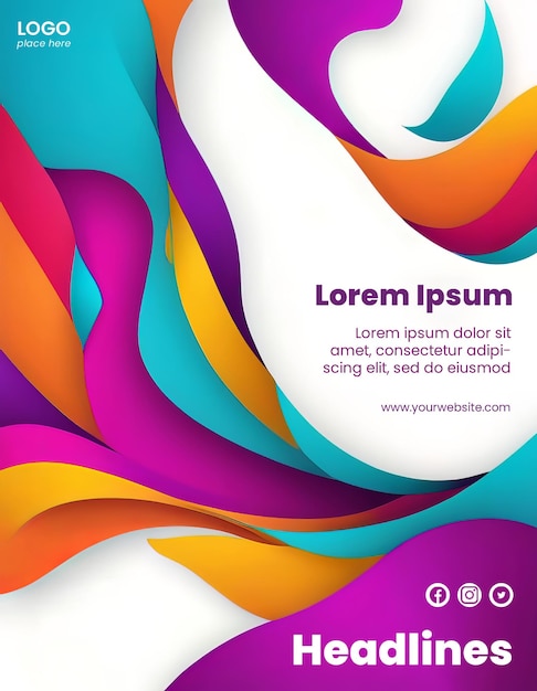 PSD Творческий шаблон плаката с яркими цветами