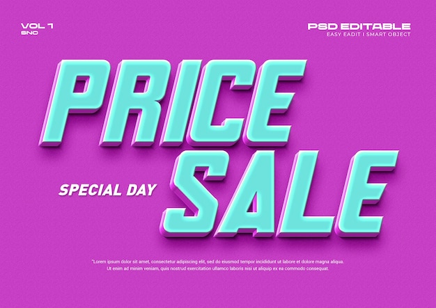 Creative Price Sale 3d Text Effect Template