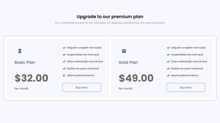 PSD creative price table design