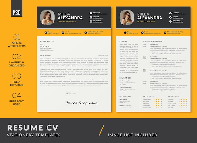 PSD creative resume cv and cover letter templates