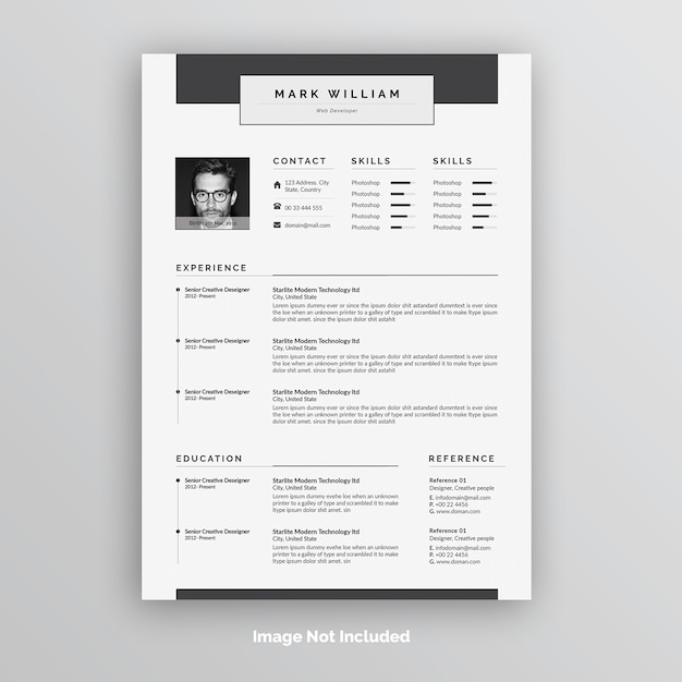 PSD creative resume or cv template