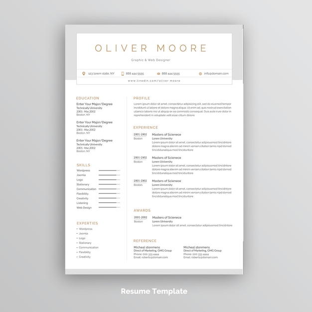 PSD creative resume or cv template