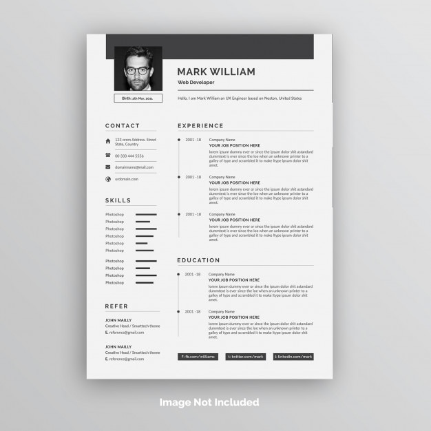 PSD creative resume or cv template