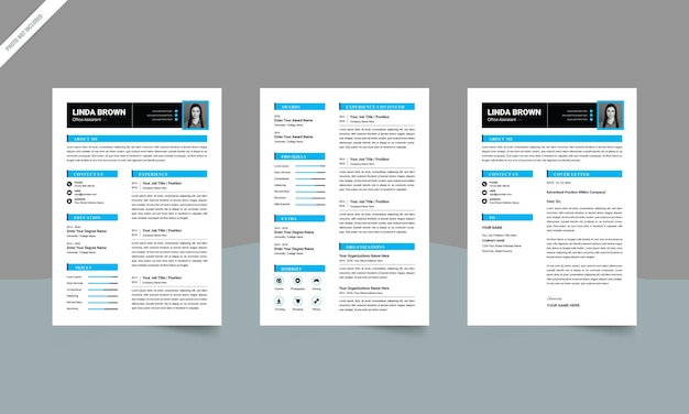 PSD creative resume layout with cover letter