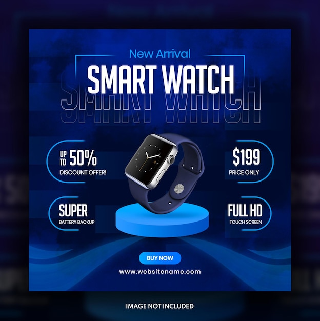PSD design creativo del modello di banner per smartwatch