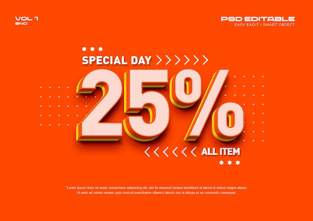 PSD creative special day 3d text effect template