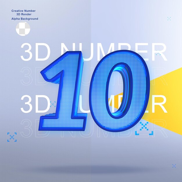 PSD creative sport 3d number10 element for design