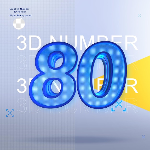 PSD creative sport 3d number80 element for design