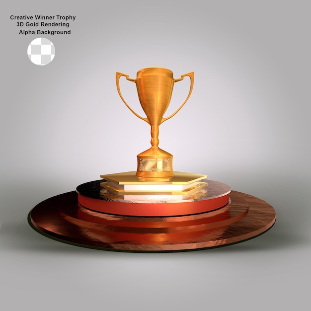 Rendering 3d del trofeo dell'oro di sport creativo