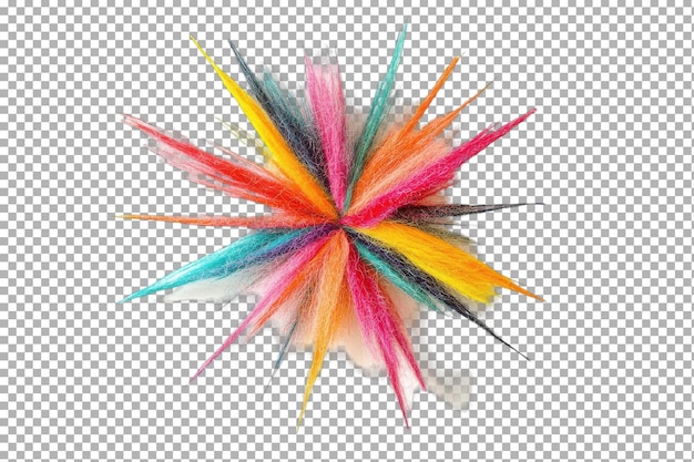 creative starburst design crafted from soft wool with isolated background with isolated on transparent background