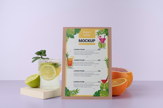 PSD menu estivo creativo con ingredienti