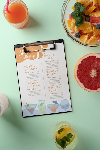 PSD creative summer menu with ingredients