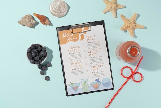 Creative summer menu with ingredients