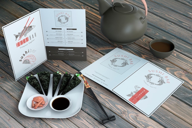 PSD creative sushi bar menu mockup