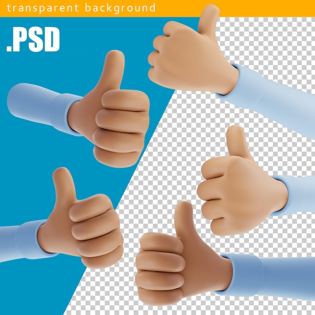 PSD Творческие пальцы вверх, нравится, любовь в социальных сетях. жесты.