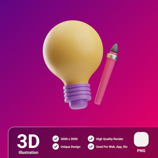 Strumenti creativi idea creativa illustrazione 3d