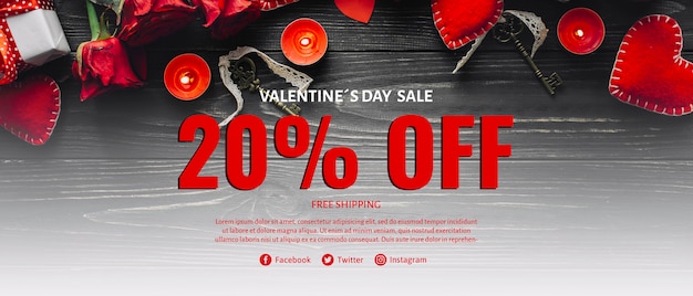 Creative valentines sale mockup