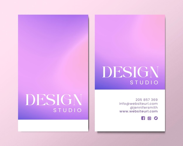 PSD creative vertical business card template with gradient background