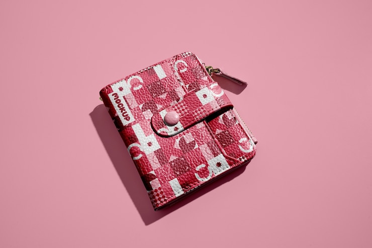 PSD creative wallet design in studio mockup