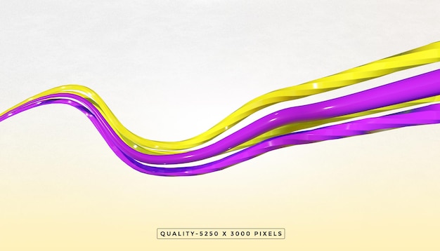 PSD creative wave line 3d flying color yellow and purple background